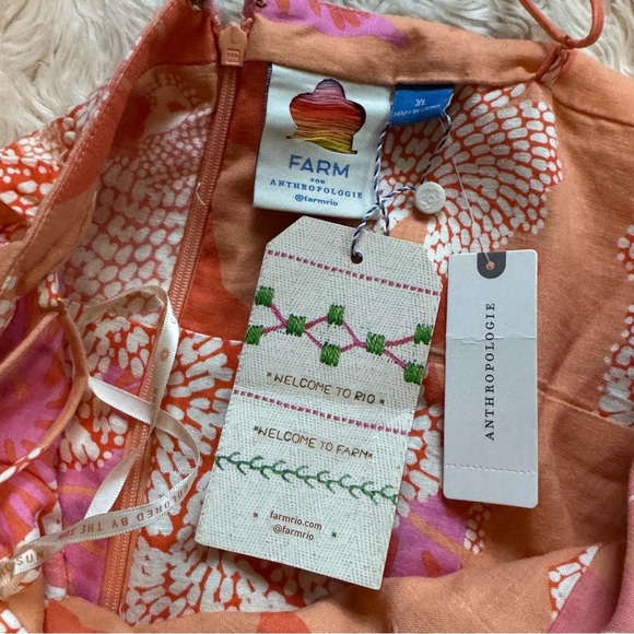 NWT Farm Rio Linen Blend Strapless Drop-Waist Dress - Size XL - Picture 8 of 11